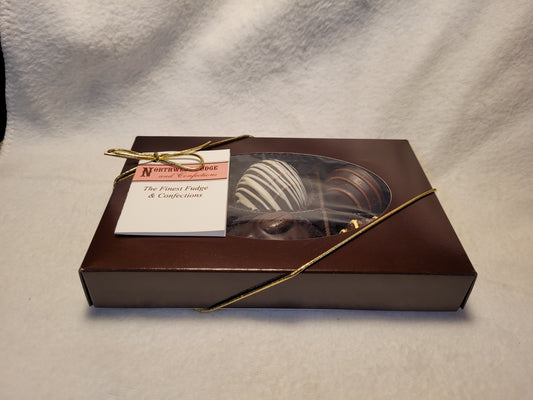 Gift Box of assorted chocolate truffles with a Northwest Fudge card