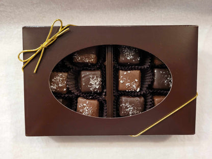 12 piece Caramel Assortment - Milk, Dark or Assorted Milk and Dark Chocolate in a Gift Box