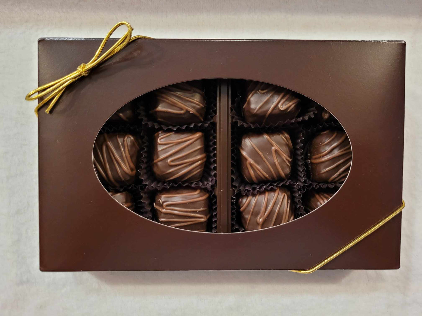 12 piece Caramel Assortment - Milk, Dark or Assorted Milk and Dark Chocolate in a Gift Box