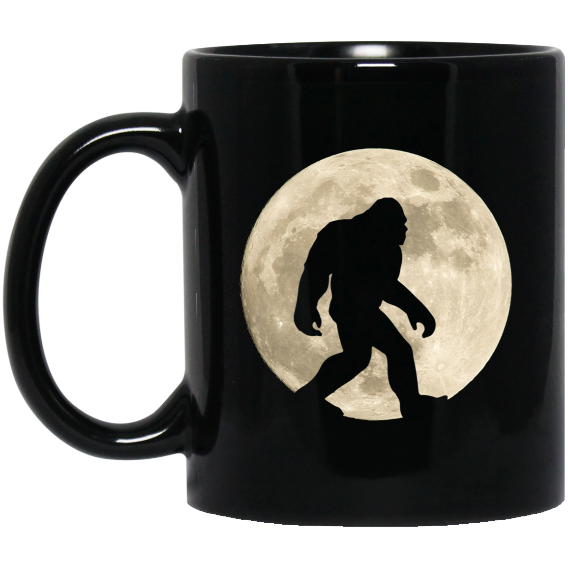 Sasquatch Moon Black Mugs