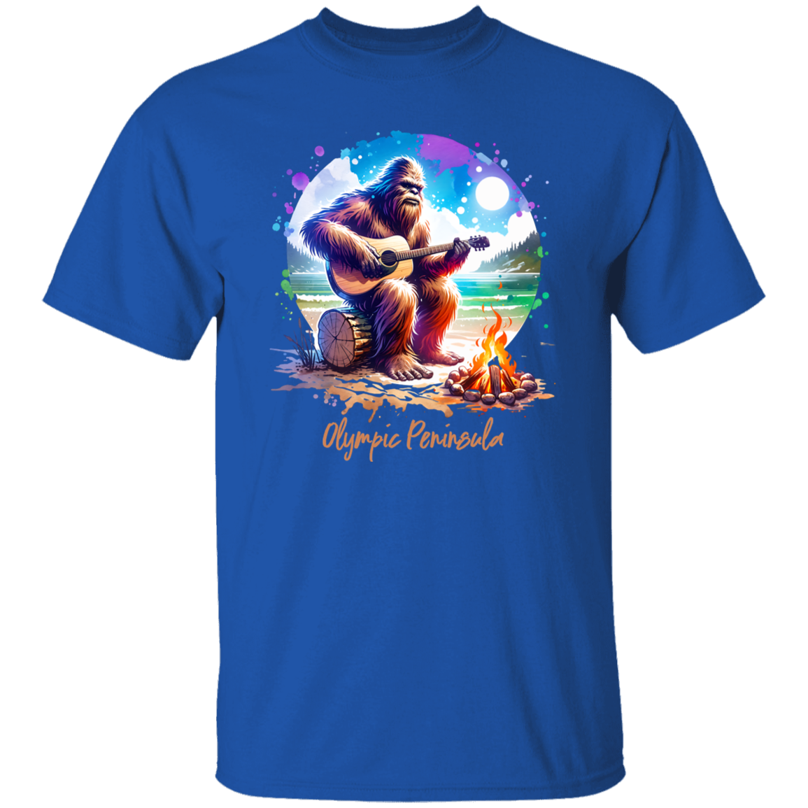 Sasquatch Playing Guitar by Beach Fire -7-29-24 Shirts - T-shirts, Hoodies & Sweatshirts