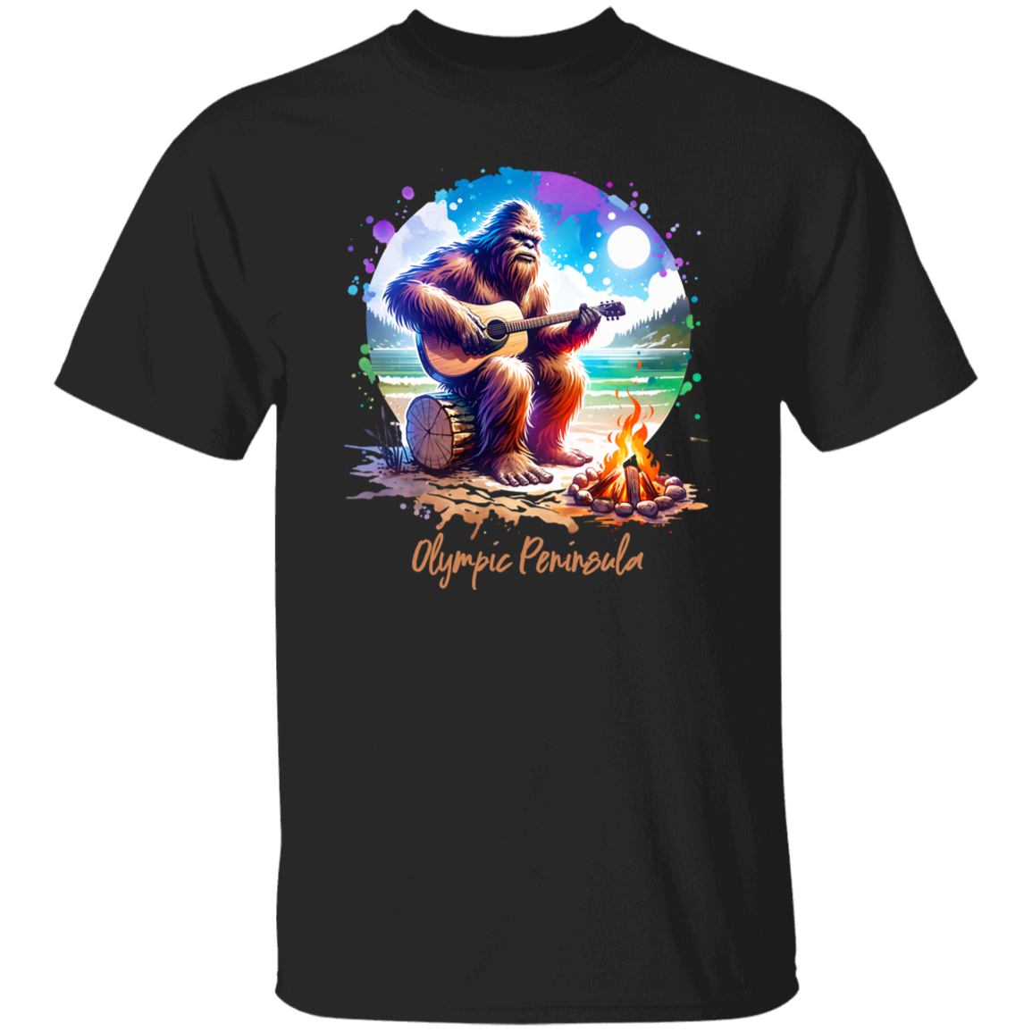 Sasquatch Playing Guitar by Beach Fire -7-29-24 Shirts - T-shirts, Hoodies & Sweatshirts