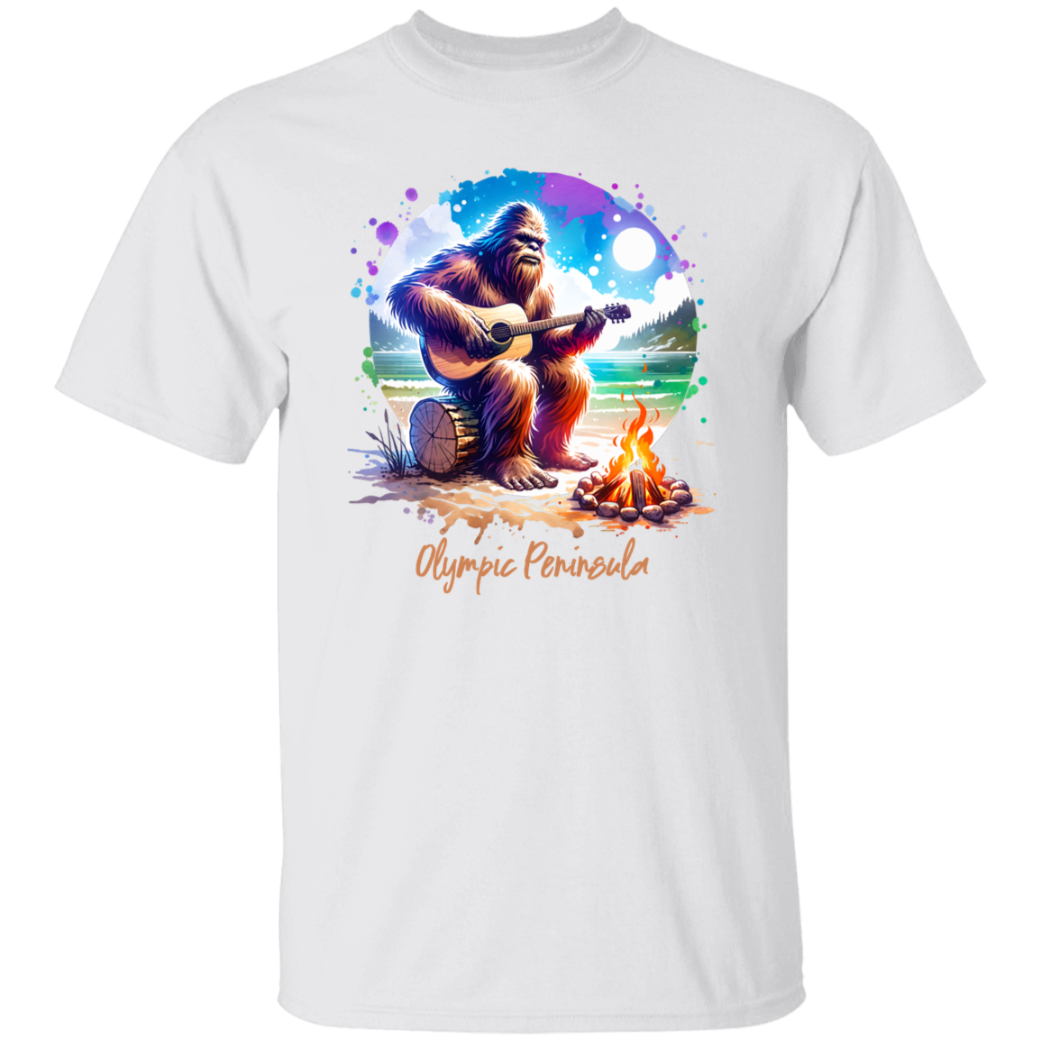 Sasquatch Playing Guitar by Beach Fire -7-29-24 Shirts - T-shirts, Hoodies & Sweatshirts
