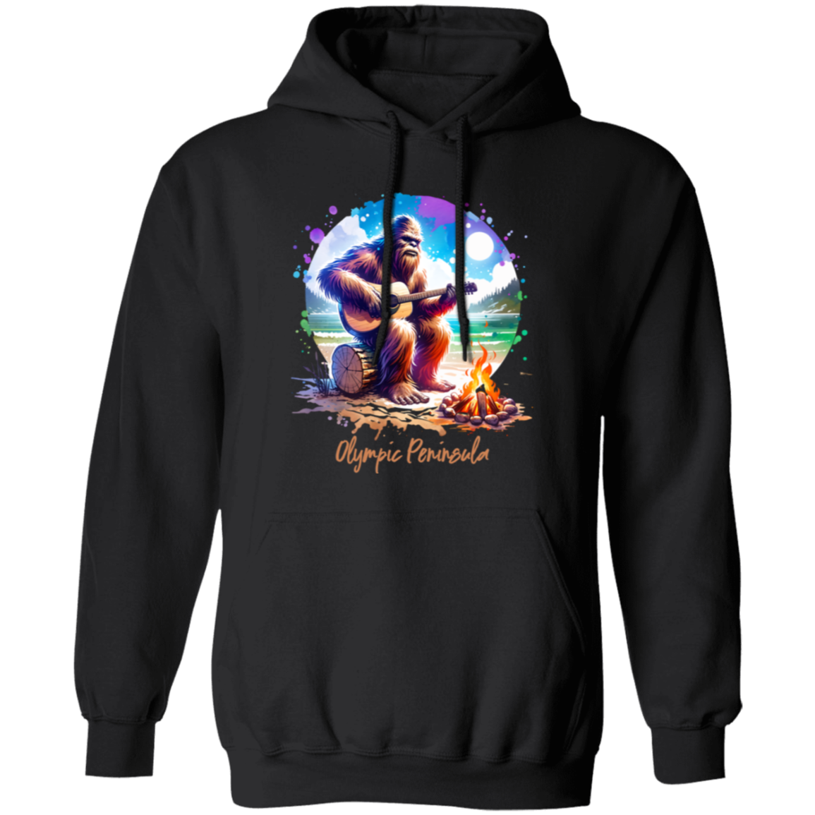 Sasquatch Playing Guitar by Beach Fire -7-29-24 Shirts - T-shirts, Hoodies & Sweatshirts