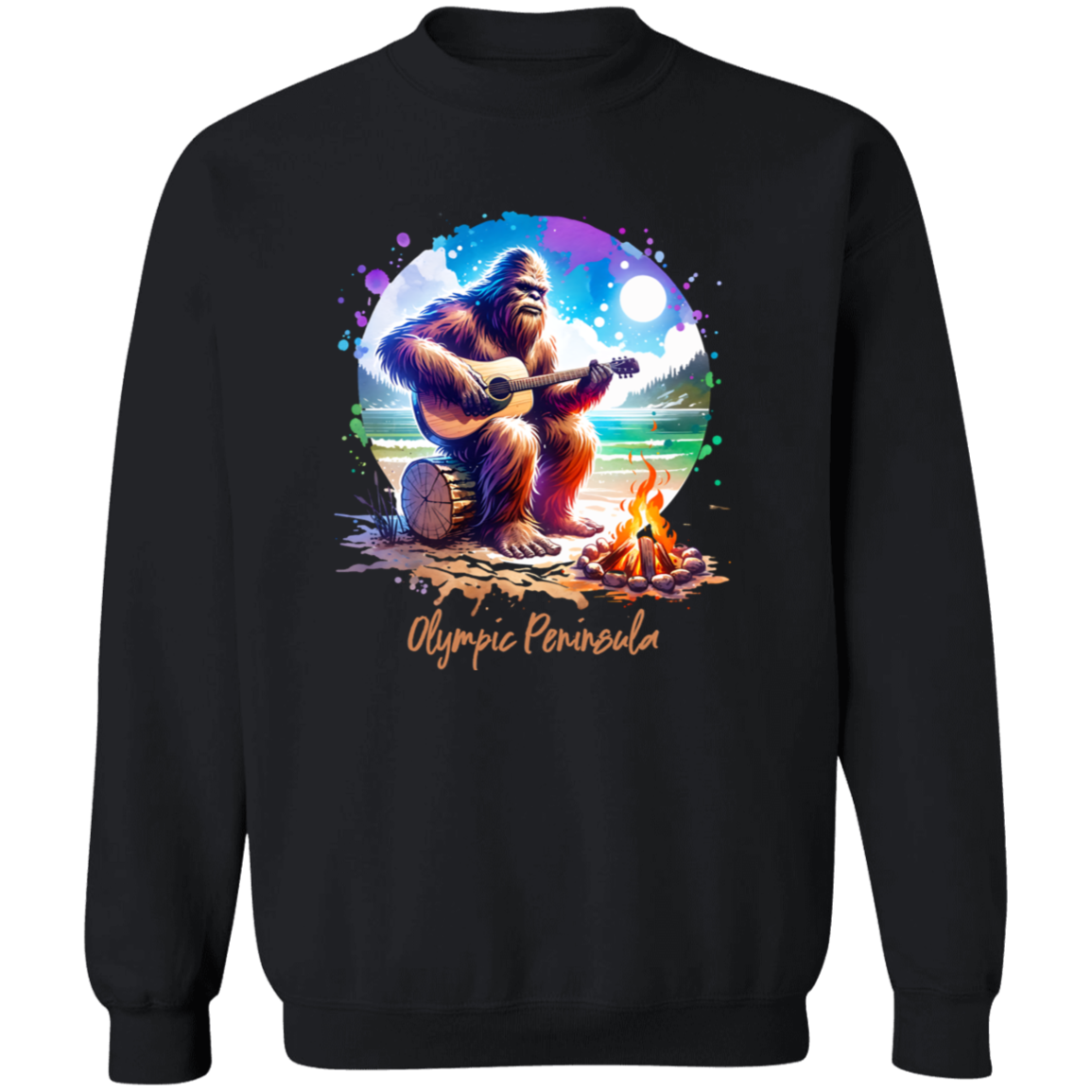 Sasquatch Playing Guitar by Beach Fire -7-29-24 Shirts - T-shirts, Hoodies & Sweatshirts