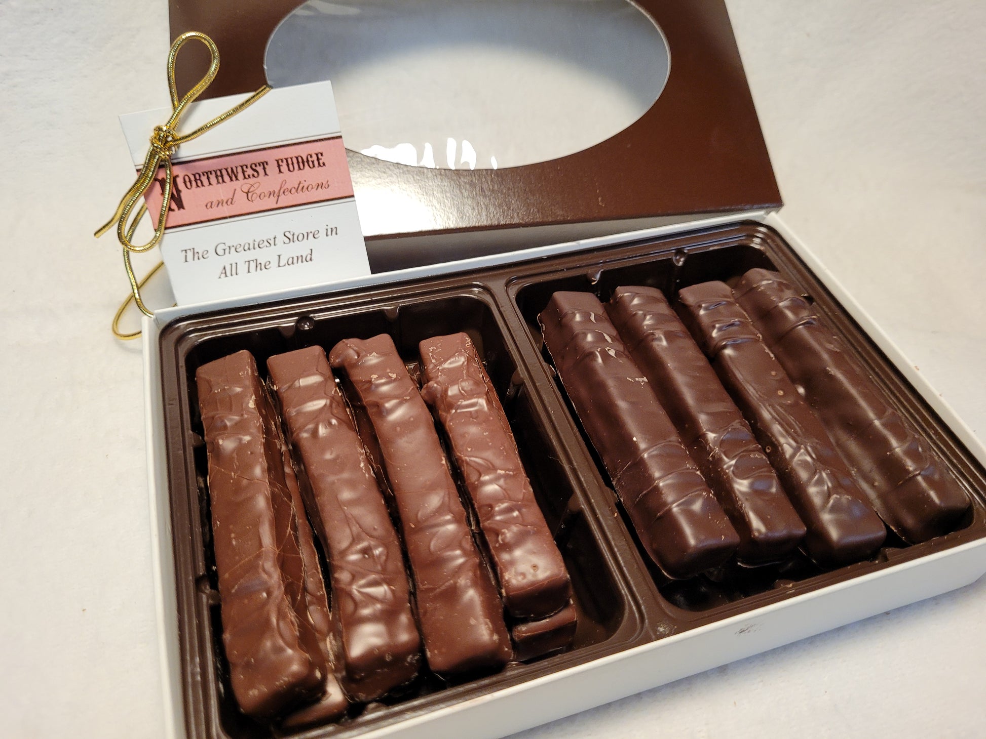 Gift Box of Orange Strings in Dark and milk Chocolate