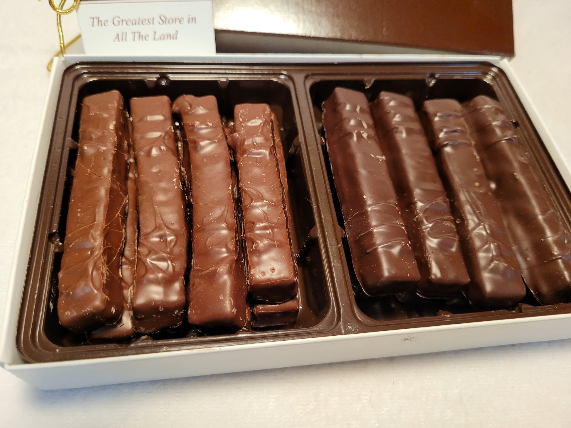 Gift Box of Orange Strings in Dark and milk Chocolate