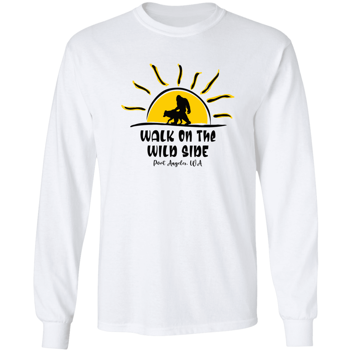 Sasquatch and Wolf Sunset - WILD SIDE - PA LS Ultra Cotton T-Shirt