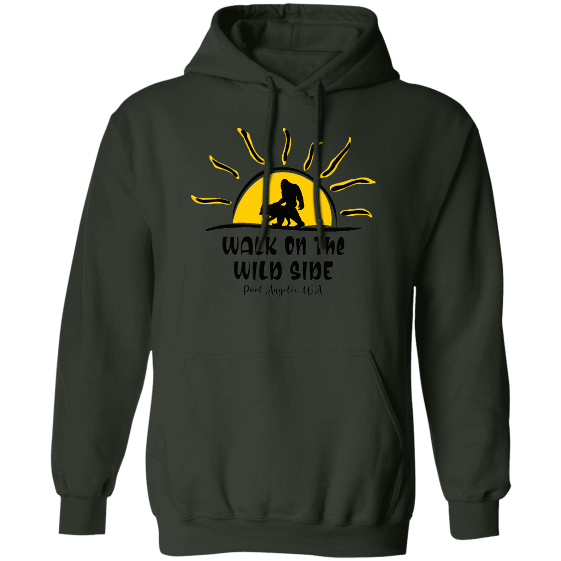 Sasquatch and Wolf Sunset - WILD SIDE - PA Pullover Hoodie