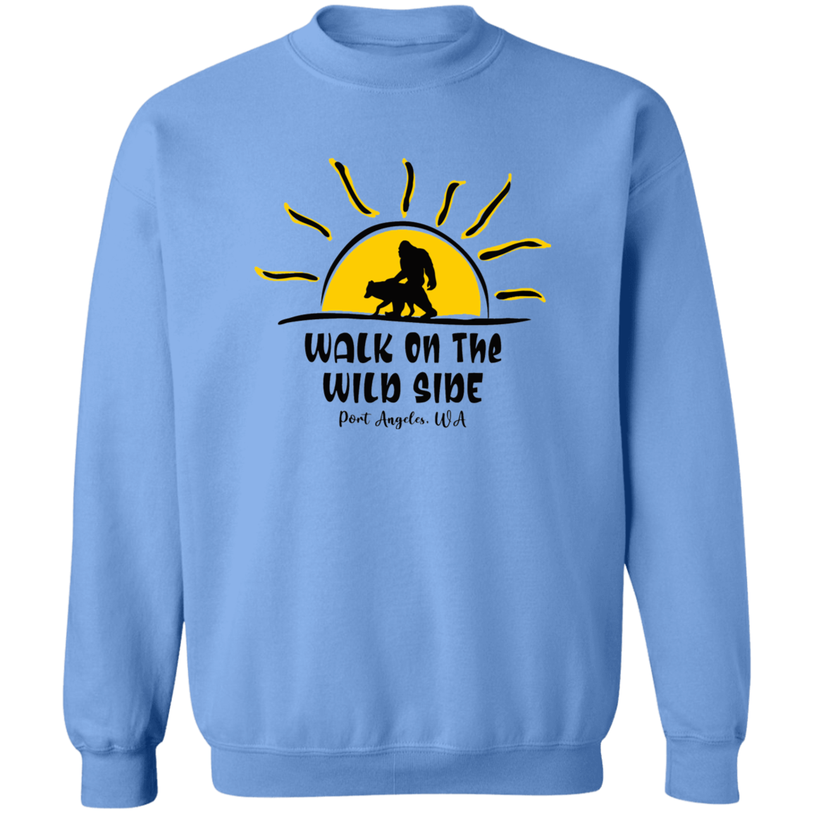 Sasquatch and Wolf Sunset - WILD SIDE - PA Crewneck Pullover Sweatshirt