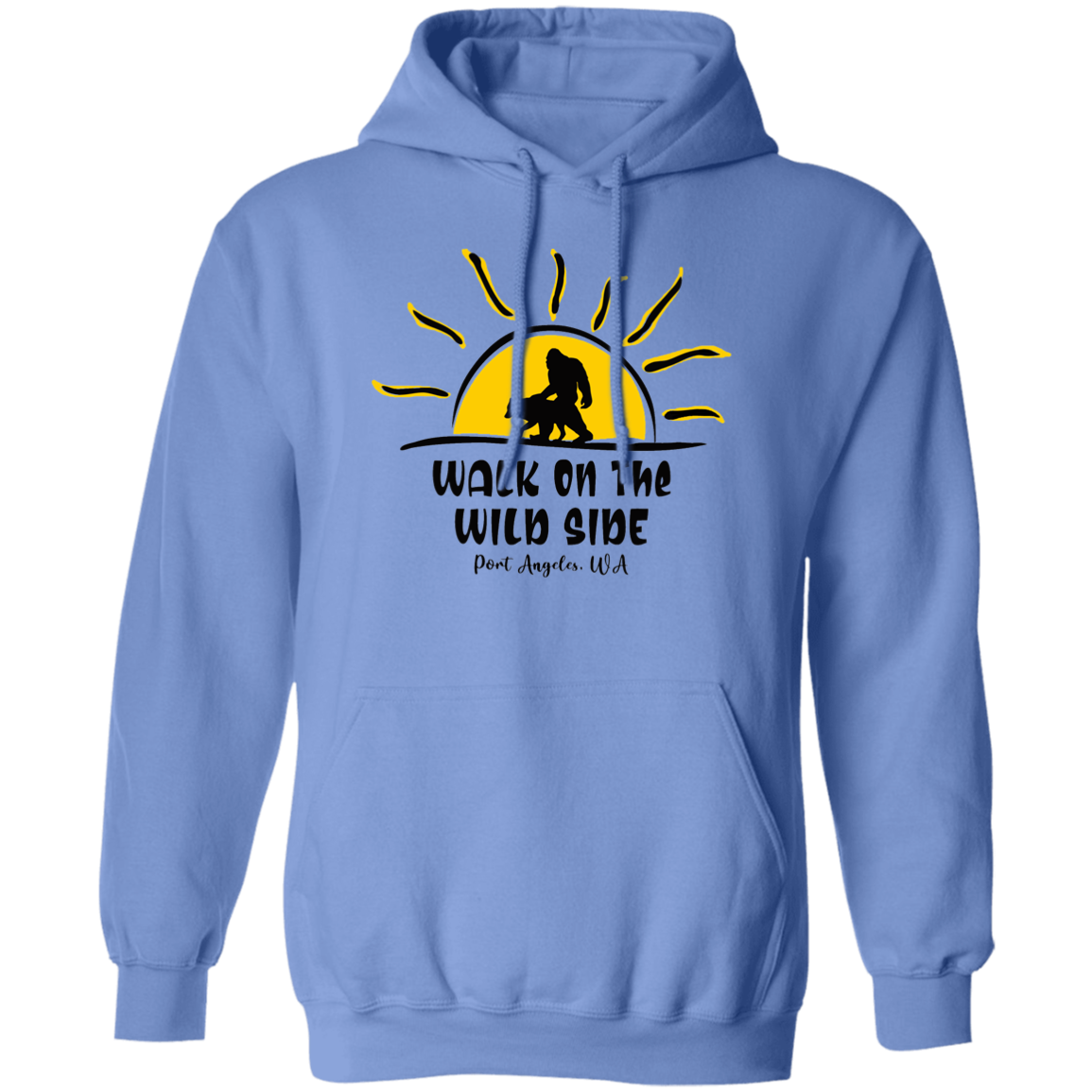 Sasquatch and Wolf Sunset - WILD SIDE - PA Pullover Hoodie