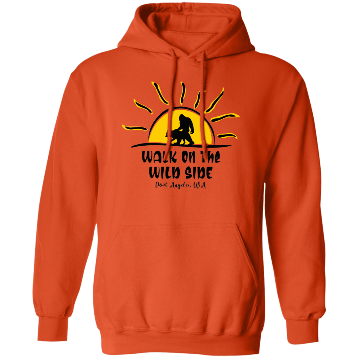 Sasquatch and Wolf Sunset - WILD SIDE - PA Pullover Hoodie
