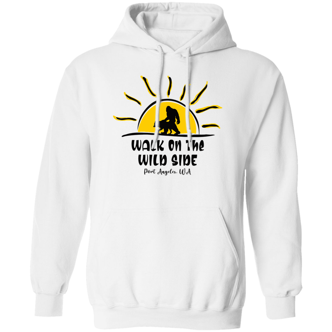 Sasquatch and Wolf Sunset - WILD SIDE - PA Pullover Hoodie