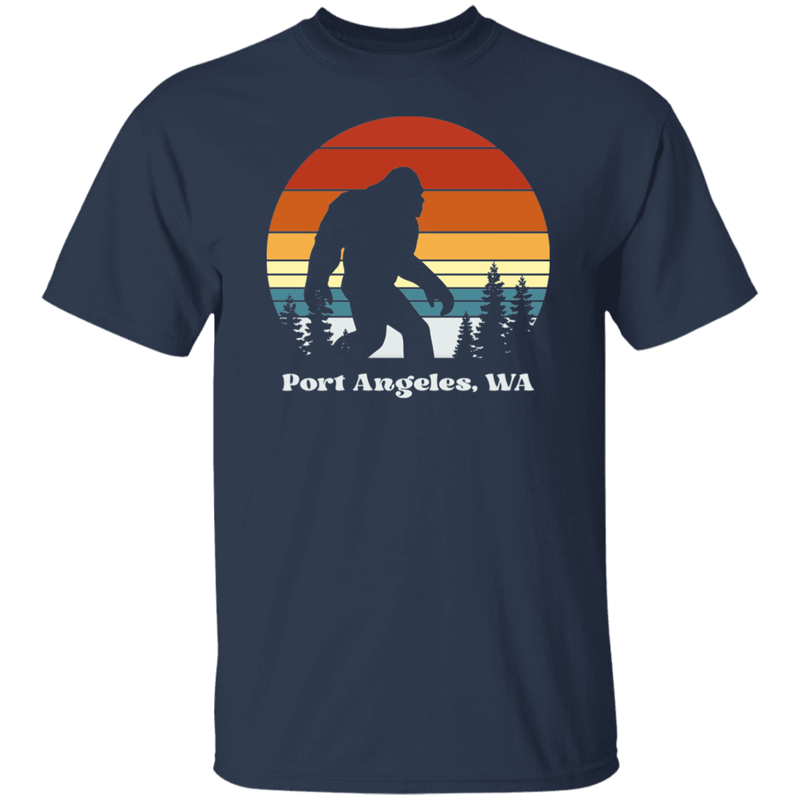 Retro Sunset Sasquatch - Port Angeles Shirts