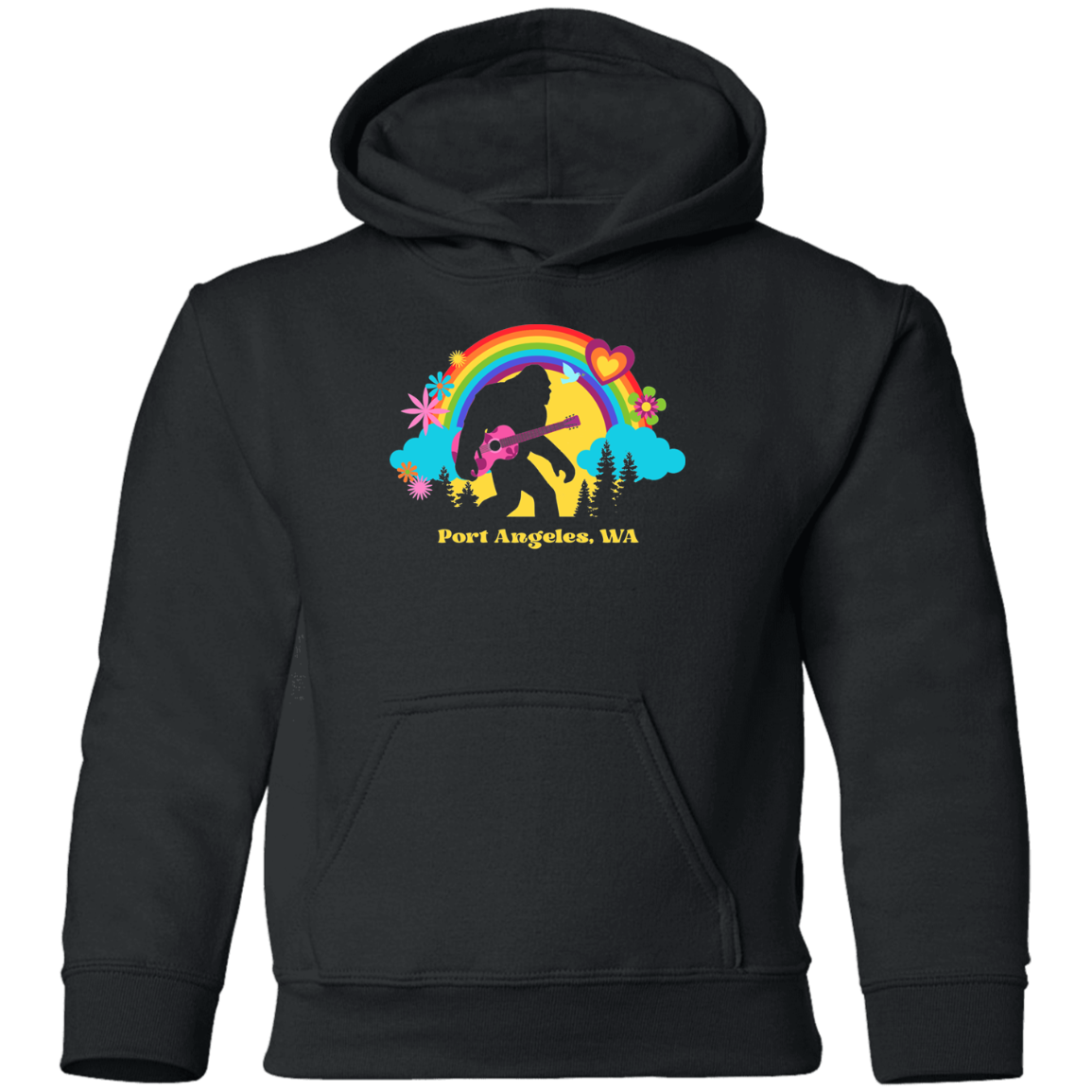 Port Angeles Flower Power Sasquatch Youth Pullover Hoodie