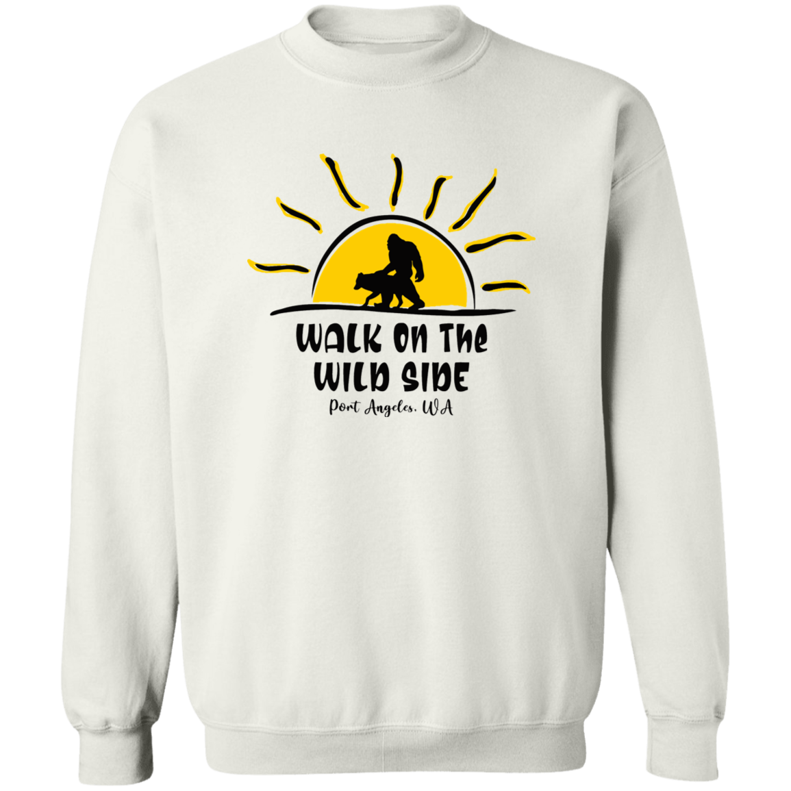 Sasquatch and Wolf Sunset - WILD SIDE - PA Crewneck Pullover Sweatshirt