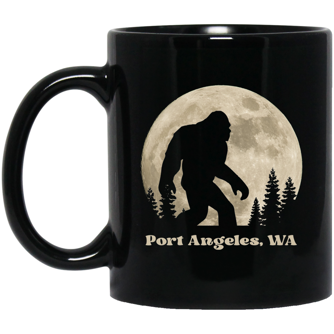 Full Moon Sasquatch Black Mug