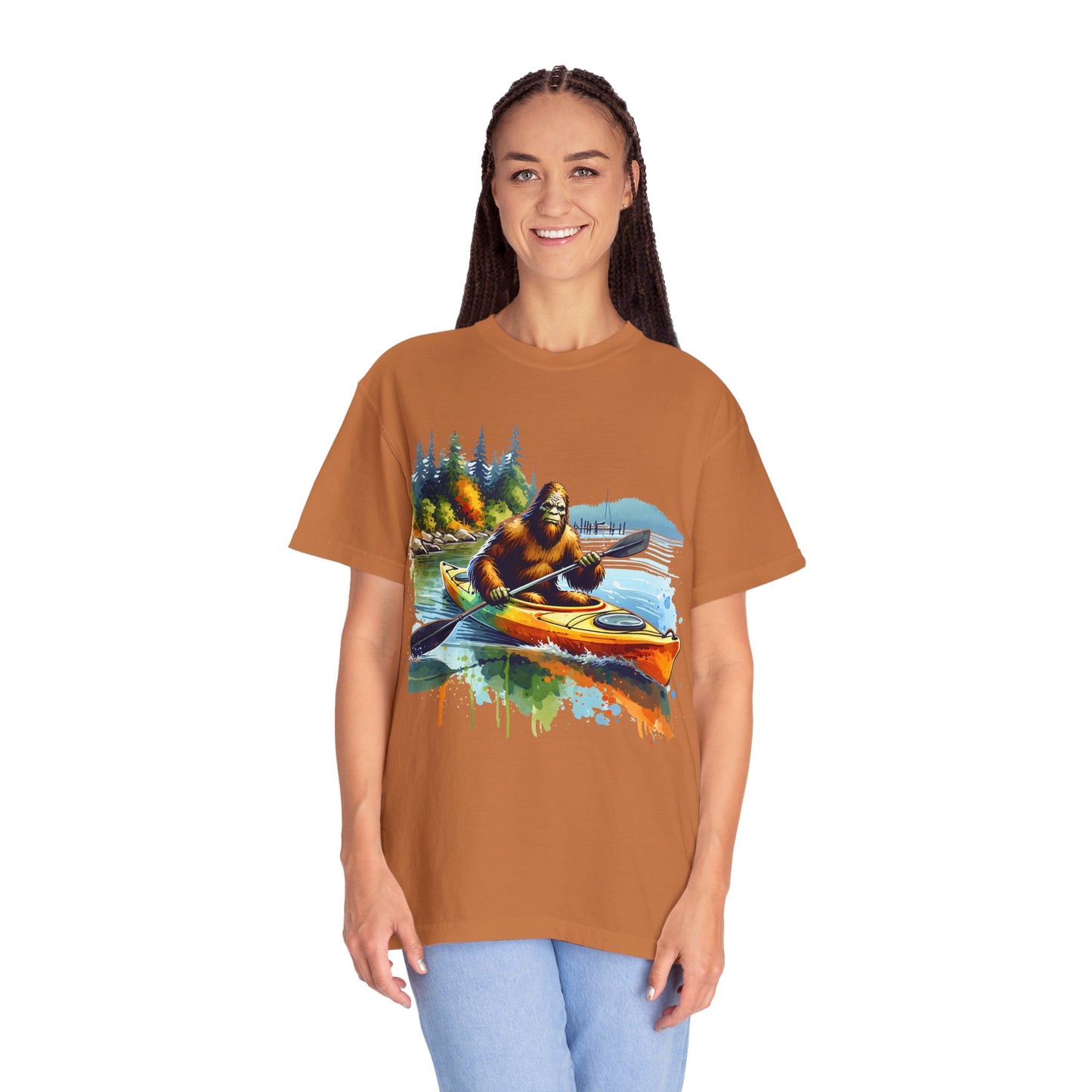 Bigfoot Kayaking T-Shirt — Funny Sasquatch Paddle Graphic Tee