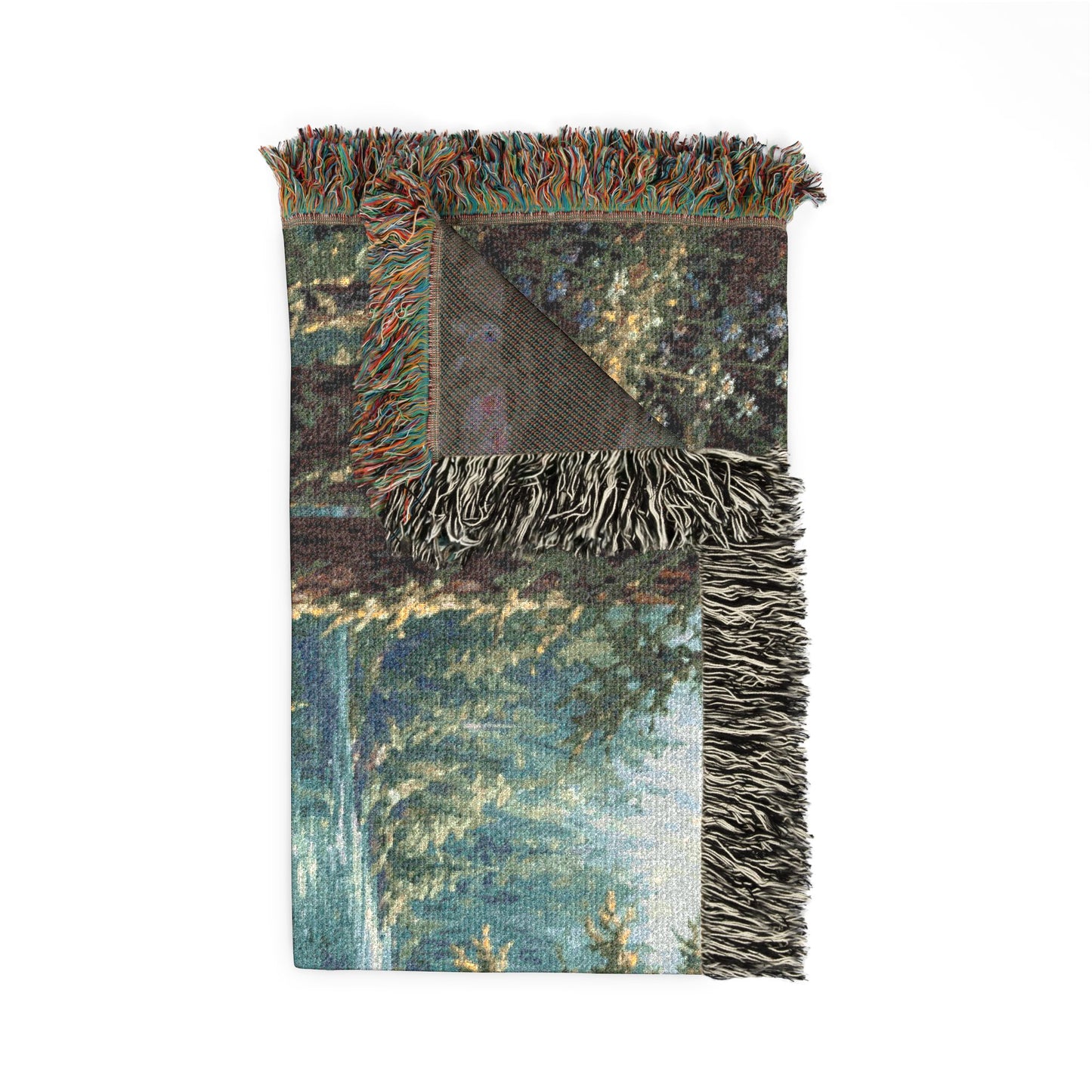 Bigfoot Forest Woven Blanket — Retro Sasquatch Woodland Throw