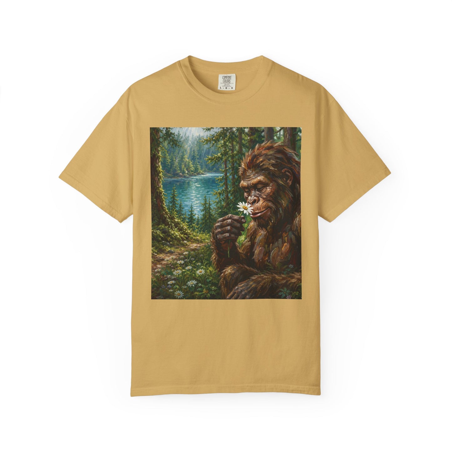 Bigfoot Meadow T-Shirt — Sasquatch in Forest Art Tee