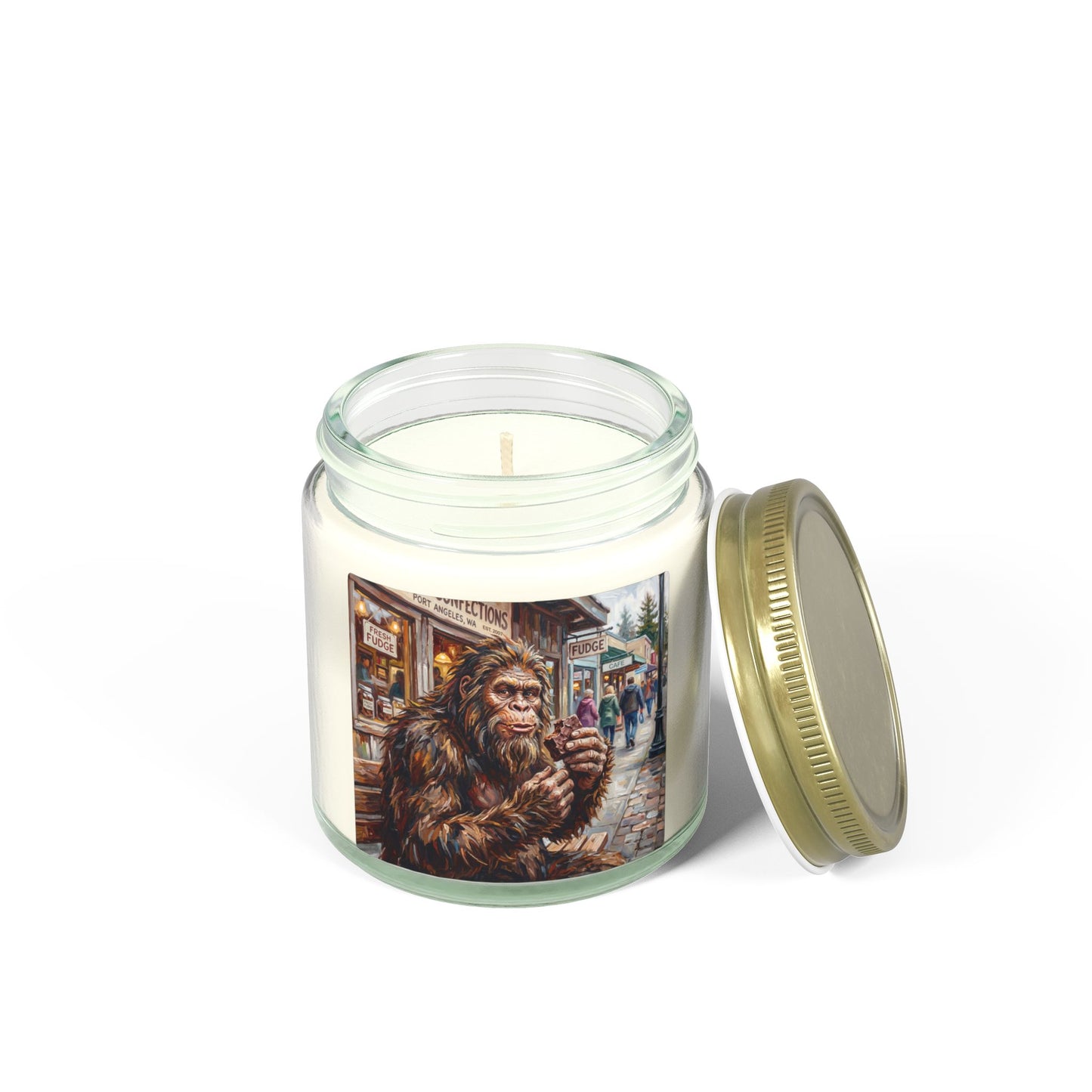Coconut Apricot Scented Candle — Bigfoot Village Art Jar (4oz/9oz)