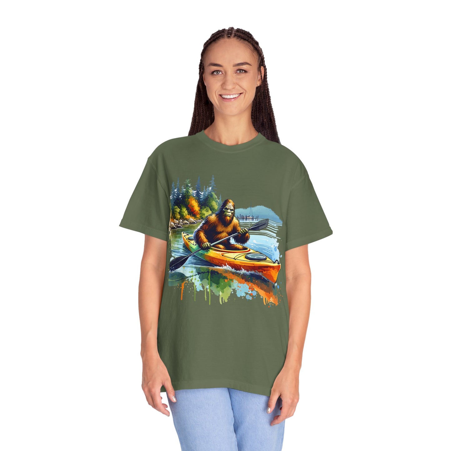 Bigfoot Kayaking T-Shirt — Funny Sasquatch Paddle Graphic Tee