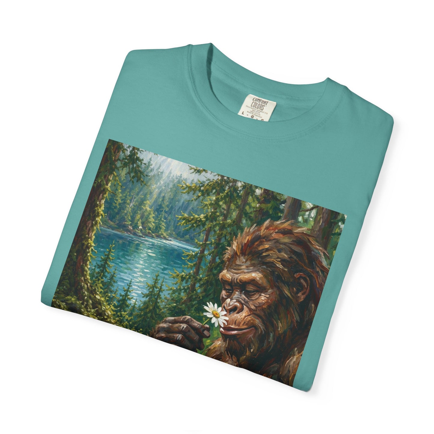 Bigfoot Meadow T-Shirt — Sasquatch in Forest Art Tee