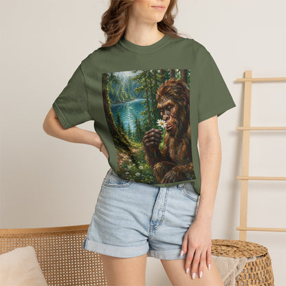 Bigfoot Meadow T-Shirt — Sasquatch in Forest Art Tee