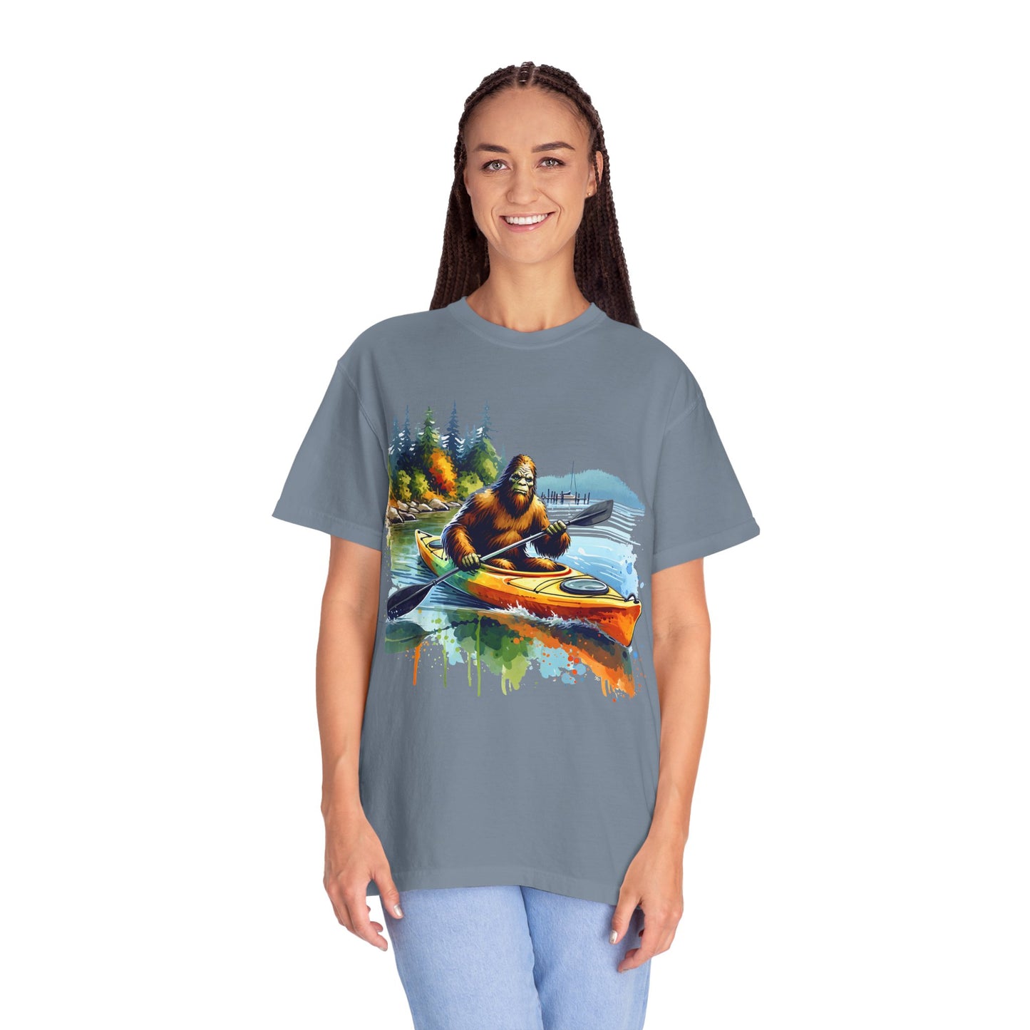 Bigfoot Kayaking T-Shirt — Funny Sasquatch Paddle Graphic Tee