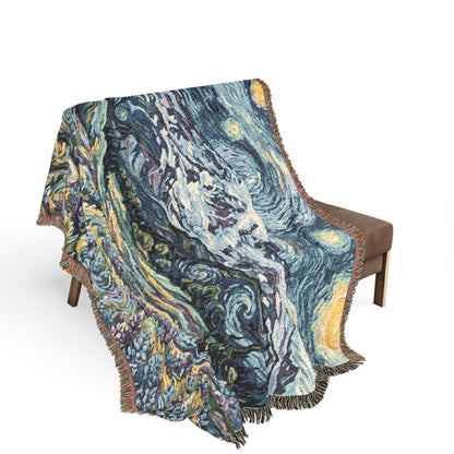 Starry Night Woven Blanket / Mt Rainier with Lupines