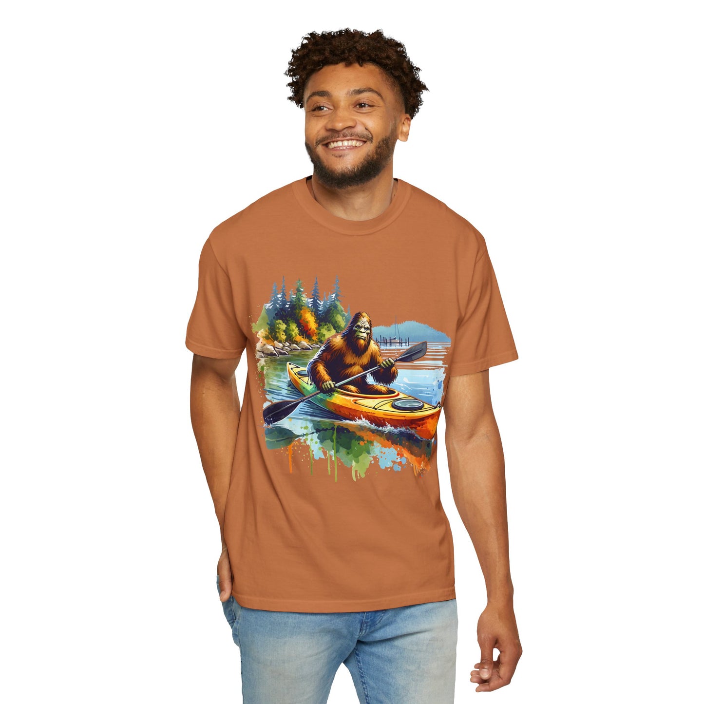 Bigfoot Kayaking T-Shirt — Funny Sasquatch Paddle Graphic Tee