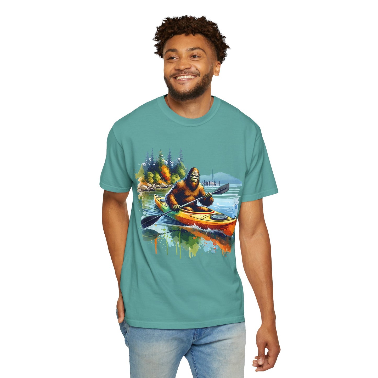 Bigfoot Kayaking T-Shirt — Funny Sasquatch Paddle Graphic Tee