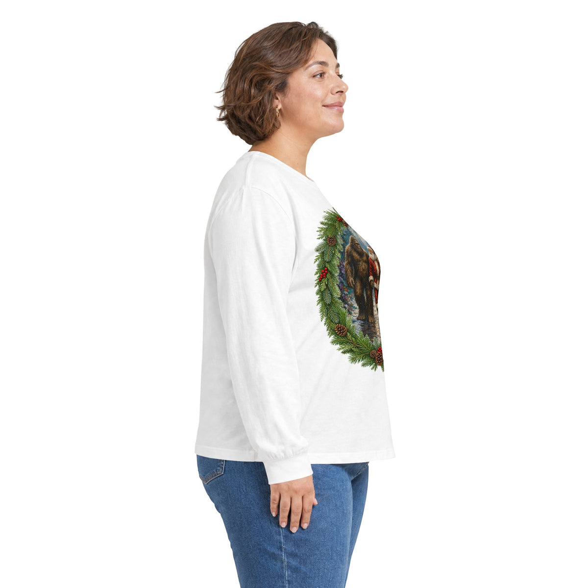 Santa with Sasquatch Christmas Long Sleeve Tee