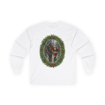 Santa with Sasquatch Christmas Long Sleeve Tee