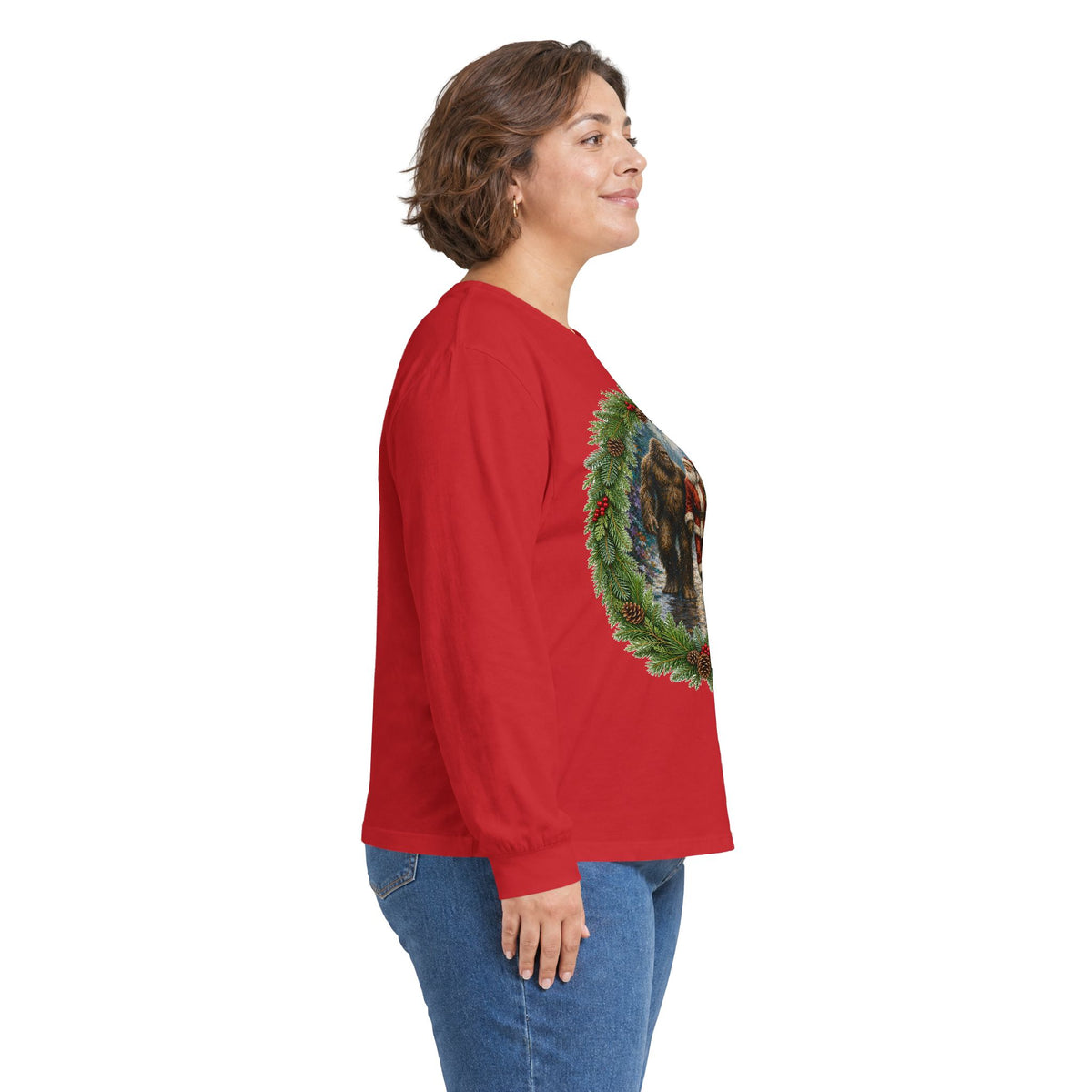 Santa with Sasquatch Christmas Long Sleeve Tee