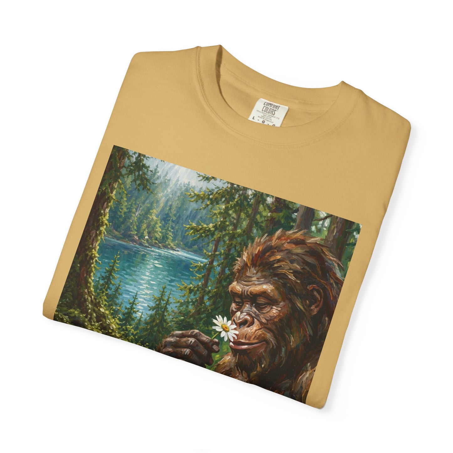 Bigfoot Meadow T-Shirt — Sasquatch in Forest Art Tee