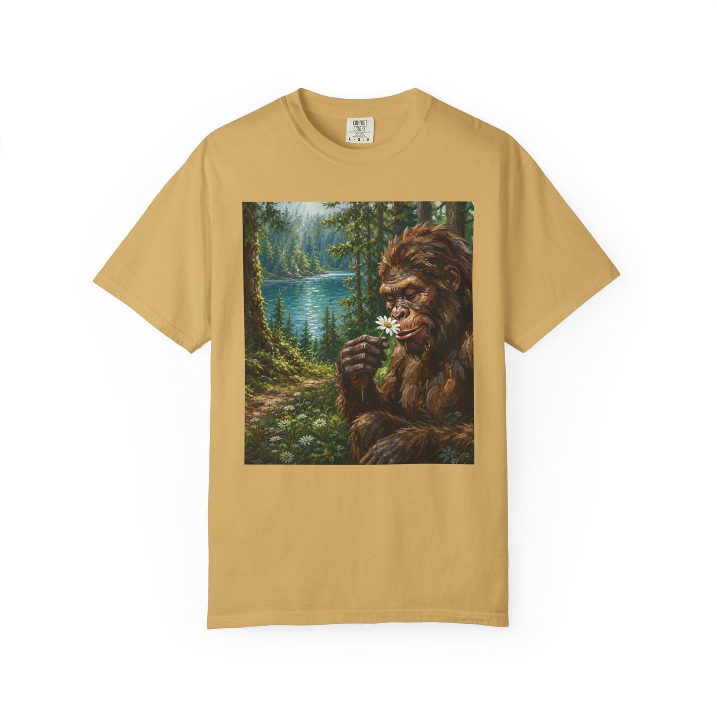 Bigfoot Meadow T-Shirt — Sasquatch in Forest Art Tee