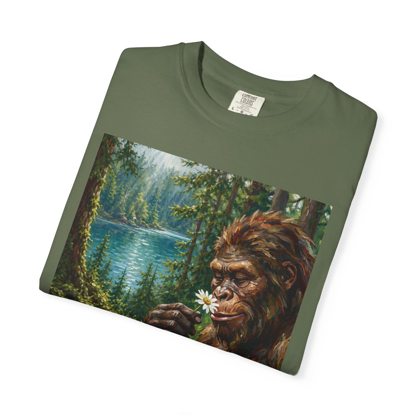 Bigfoot Meadow T-Shirt — Sasquatch in Forest Art Tee