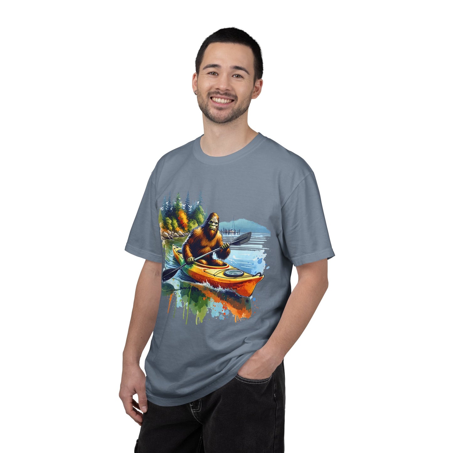 Bigfoot Kayaking T-Shirt — Funny Sasquatch Paddle Graphic Tee