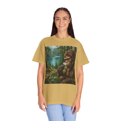 Bigfoot Meadow T-Shirt — Sasquatch in Forest Art Tee