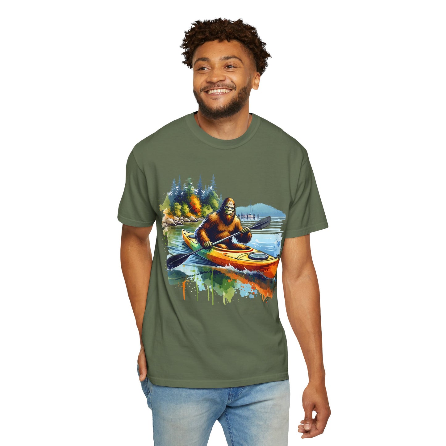 Bigfoot Kayaking T-Shirt — Funny Sasquatch Paddle Graphic Tee
