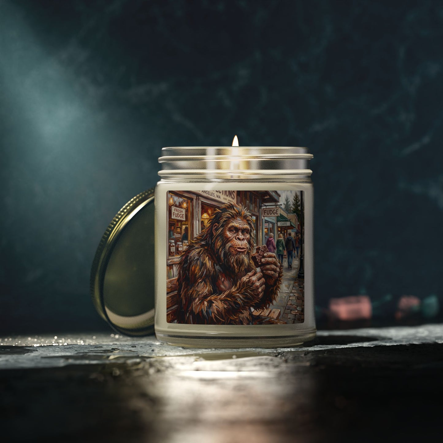 Coconut Apricot Scented Candle — Bigfoot Village Art Jar (4oz/9oz)