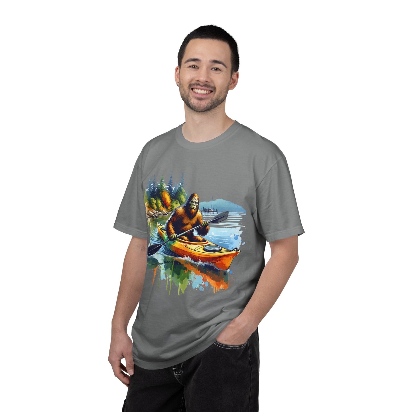 Bigfoot Kayaking T-Shirt — Funny Sasquatch Paddle Graphic Tee