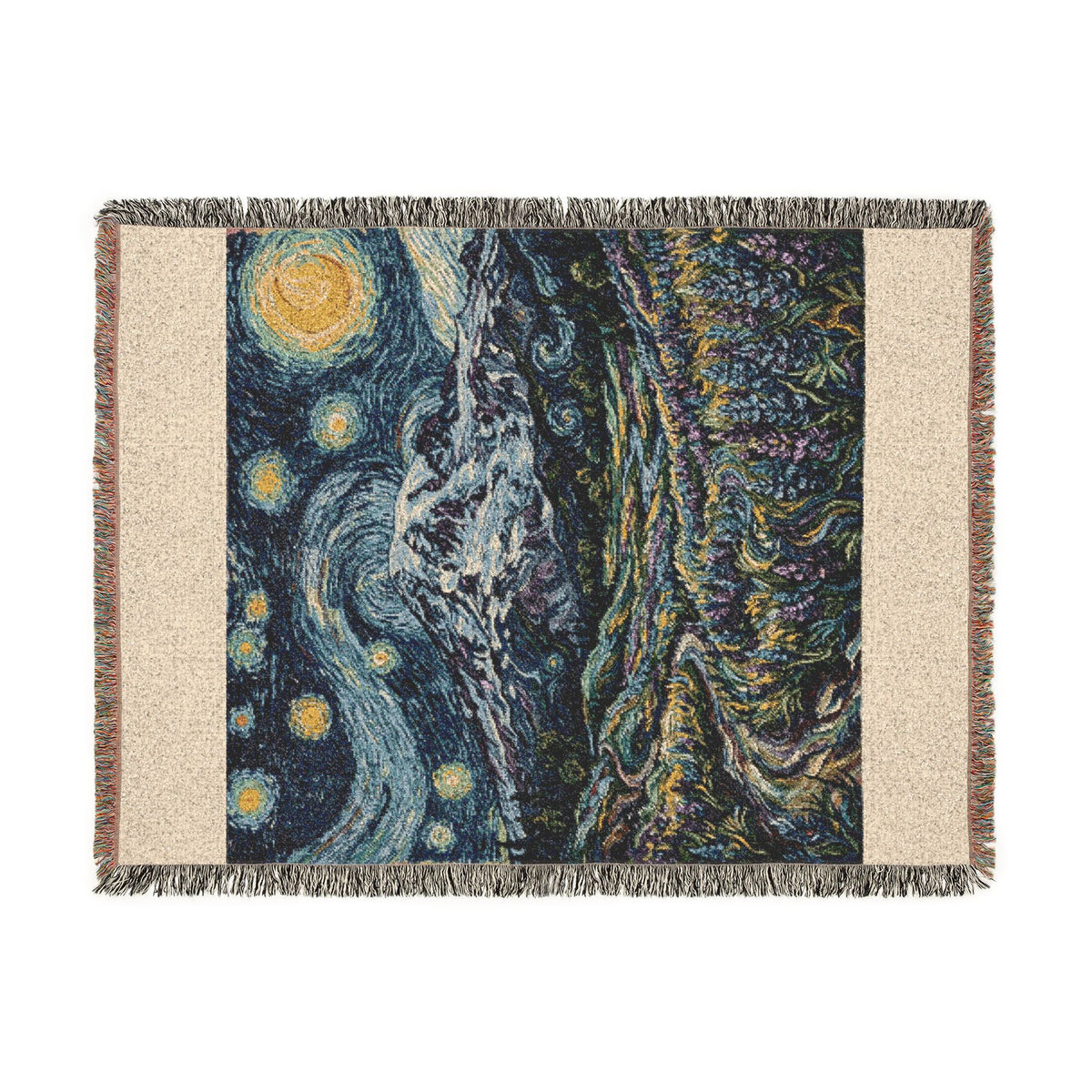 Starry Night Woven Blanket / Mt Rainier with Lupines