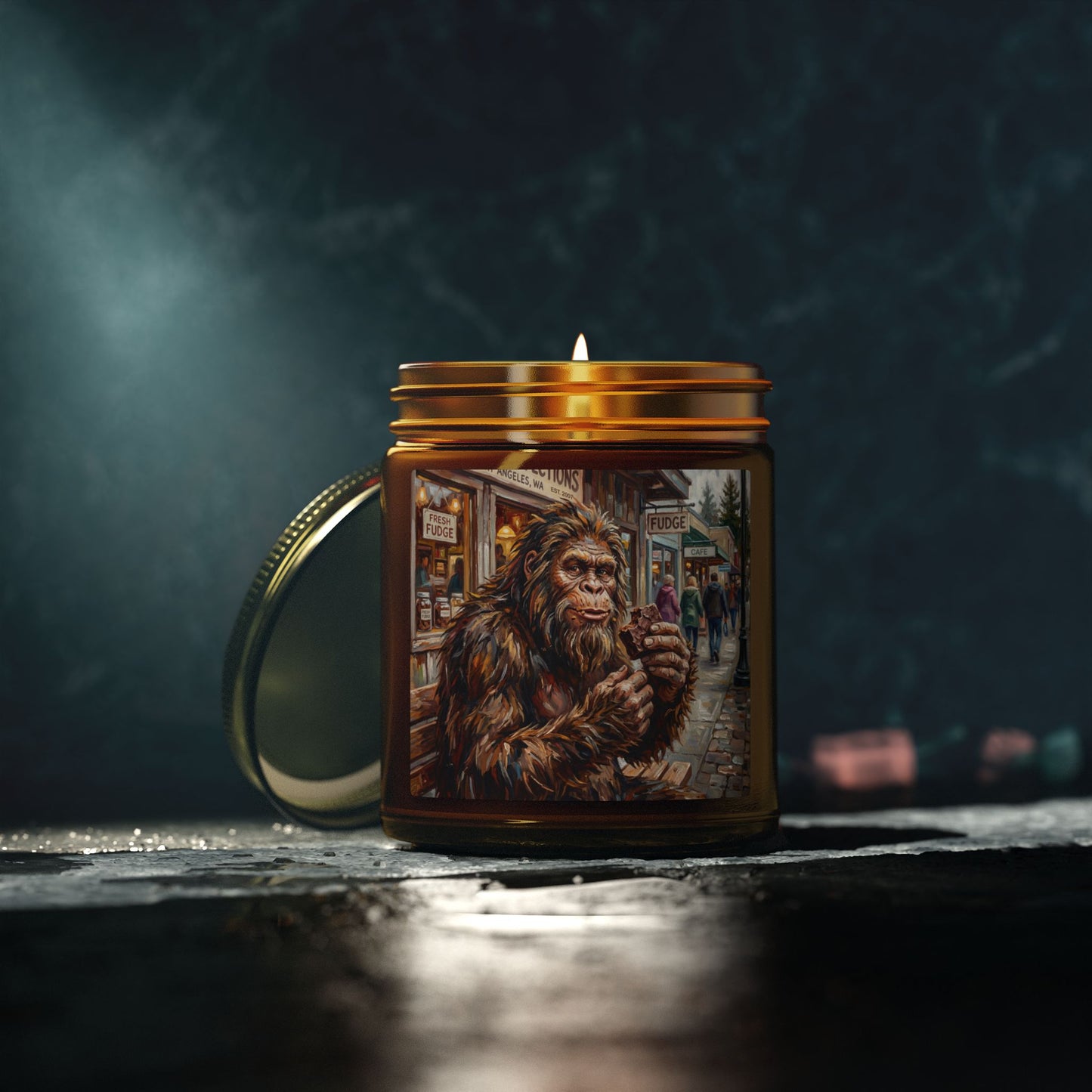 Coconut Apricot Scented Candle — Bigfoot Village Art Jar (4oz/9oz)