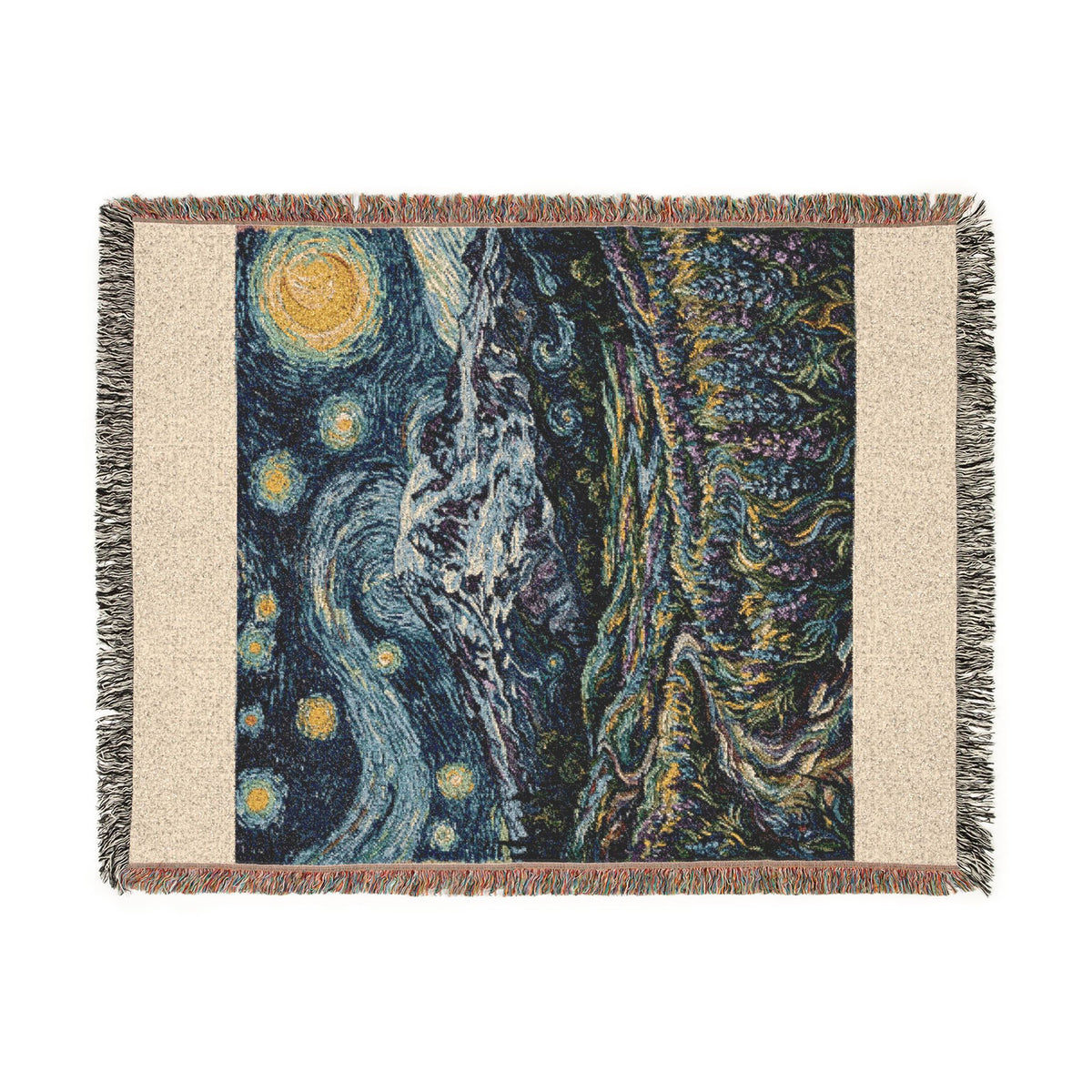 Starry Night Woven Blanket / Mt Rainier with Lupines