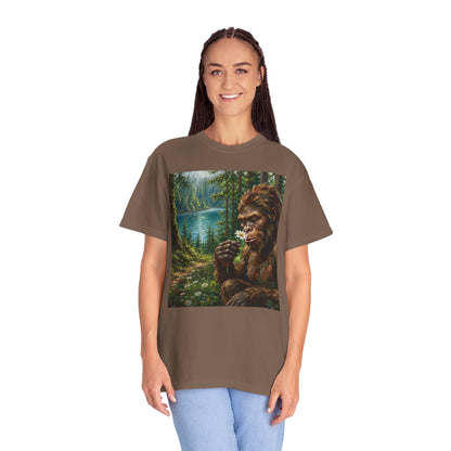 Bigfoot Meadow T-Shirt — Sasquatch in Forest Art Tee