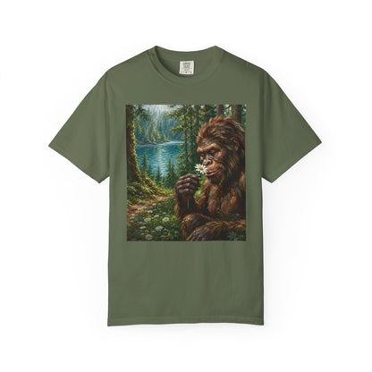 Bigfoot Meadow T-Shirt — Sasquatch in Forest Art Tee