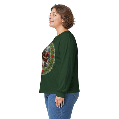 Santa with Sasquatch Christmas Long Sleeve Tee