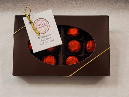 Gift box of 12 Red Foil Milk Chocolate coated cordial Cherries